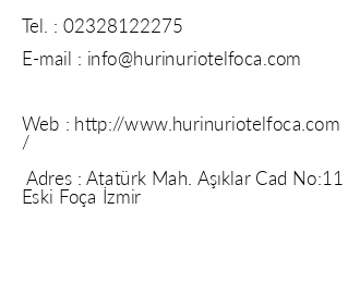 Huri & Nuri Hotel iletiim bilgileri